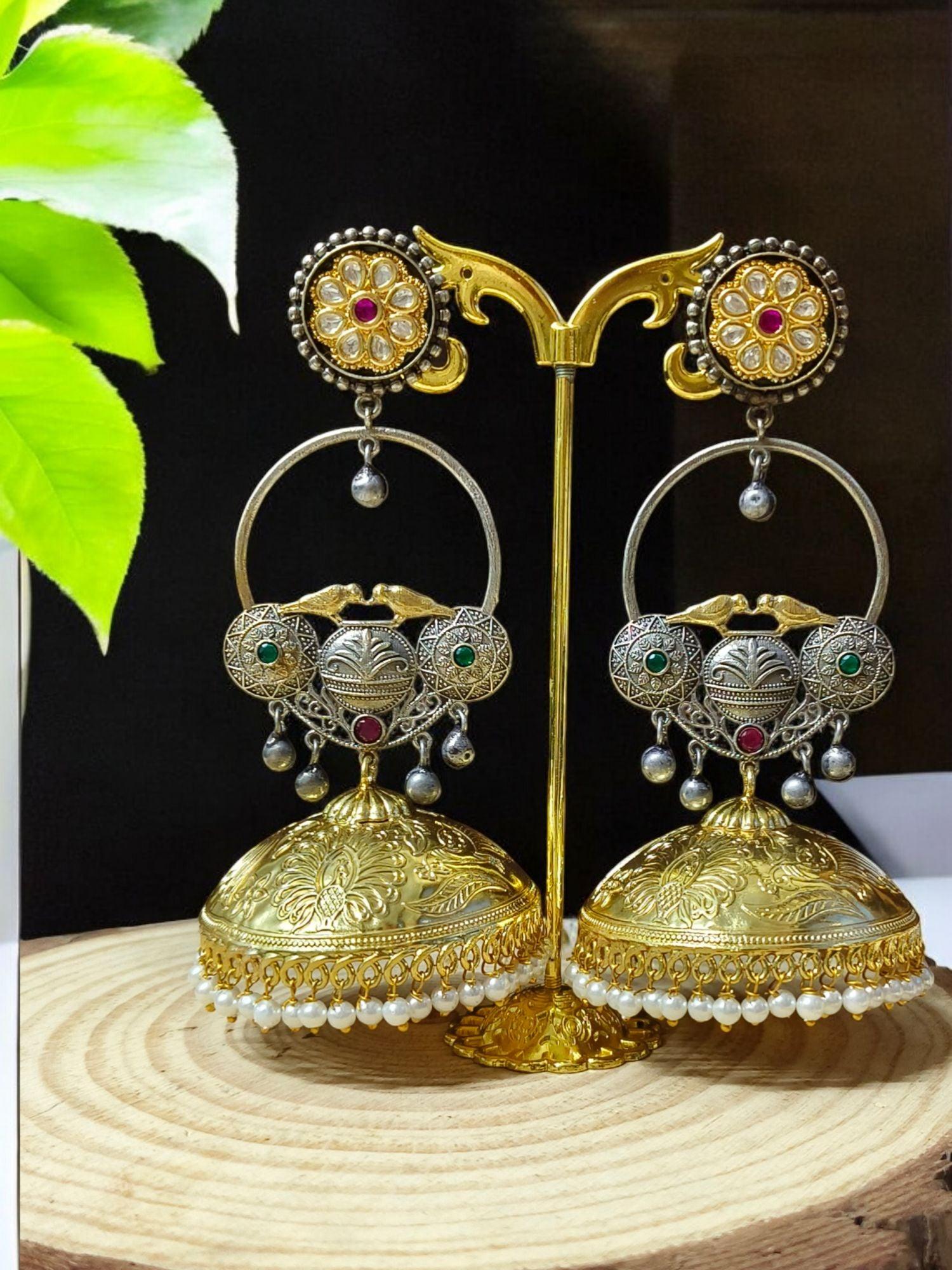 Oxidized long Jhumka