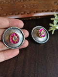 Round Stud Earring with Paan Style Kundan | Sarichka