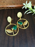 Gold Plated Leaf Design Earring With Monalish Stone | Sarichka