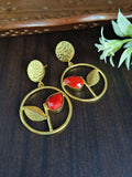 Gold Plated Leaf Design Earring With Monalish Stone | Sarichka