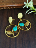 Gold Plated Leaf Design Earring With Monalish Stone | Sarichka