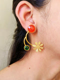 Handmade Monalisa Stone Leaf Stud Earrings for Special Occasions | Sarichka