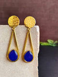 Handmade Gold Plated Long Dangler Earrings with Monalisa Stone | Sarichka