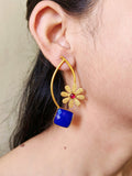 Handmade Gold Plated Classic Stud Earrings with Monalisa Stone | Sarichka