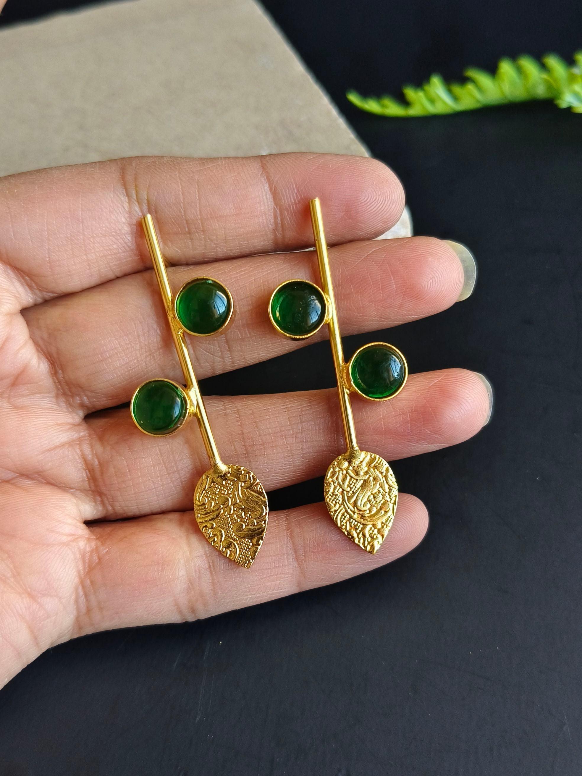 Handmade Brass Gold-Plated Casual Wear Leaf Earrings | Sarichka