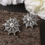 Trendy Oxidized Silver Plated Circular Stud - Sarichka Fashion