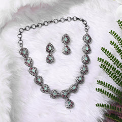 oxidised 925 silver plated necklace set
