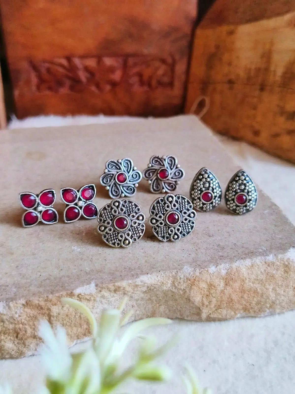 Trendy Oxidised Small Studs Combo Set | Sarichka