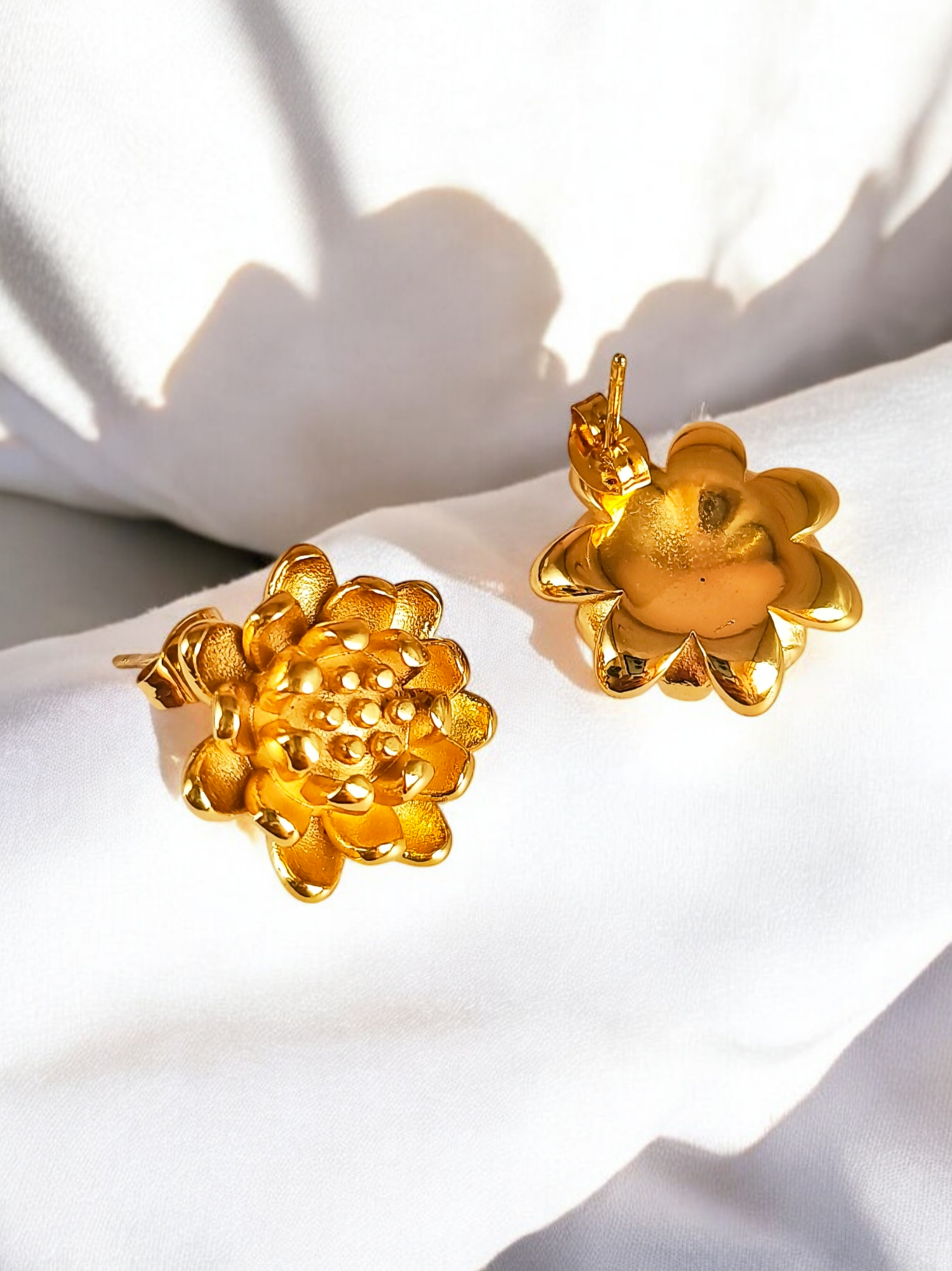 Flower Button Golden Stud Earring