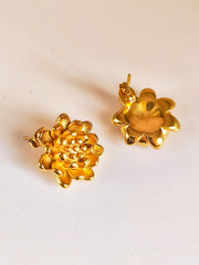 Flower Button Golden Stud Earring