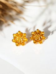 Flower Button Golden Stud Earring