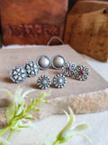 Trendy Oxidised Silver Stud Earrings Combo | Sarichka