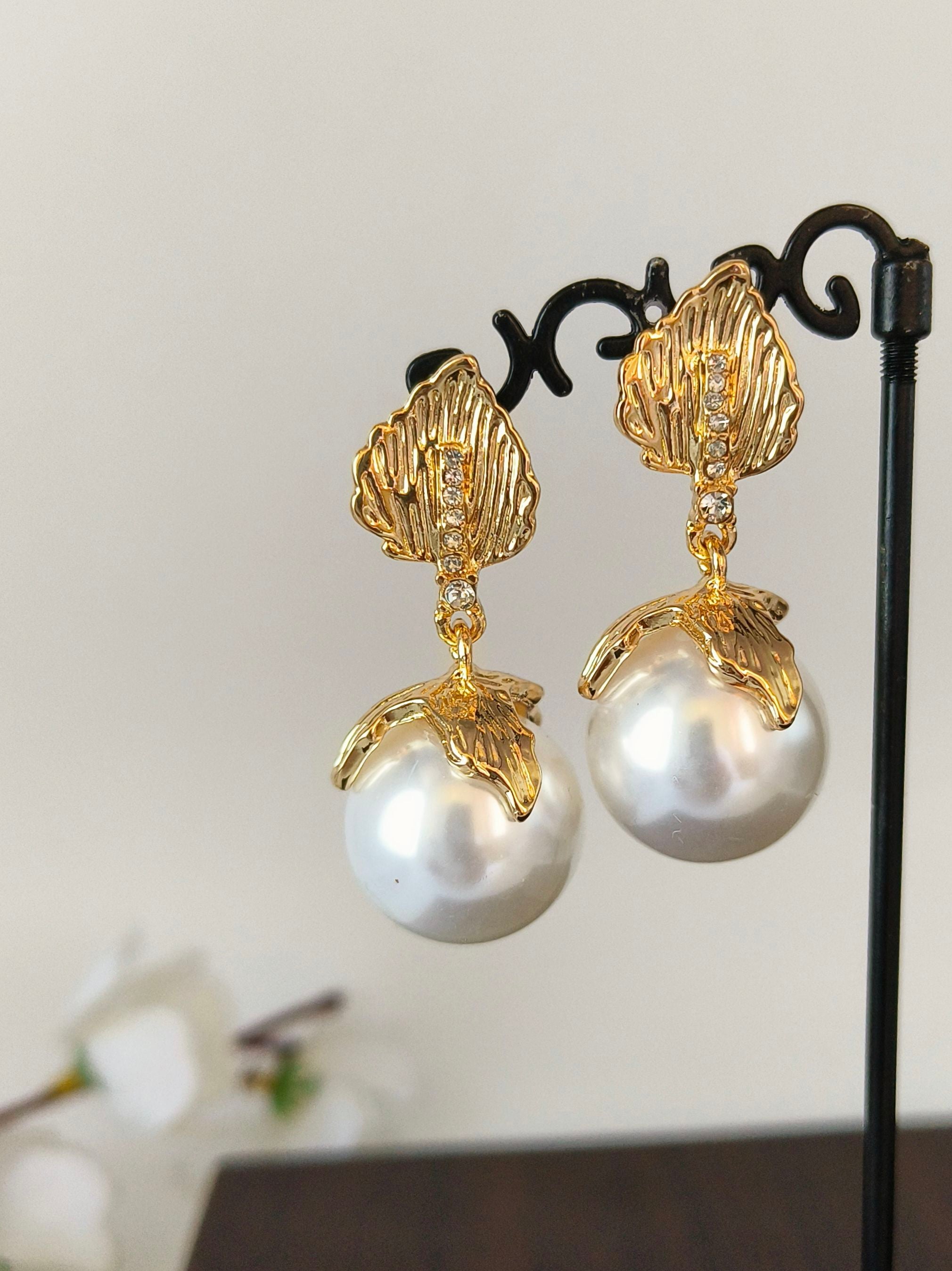 Golden Pearl Earrings