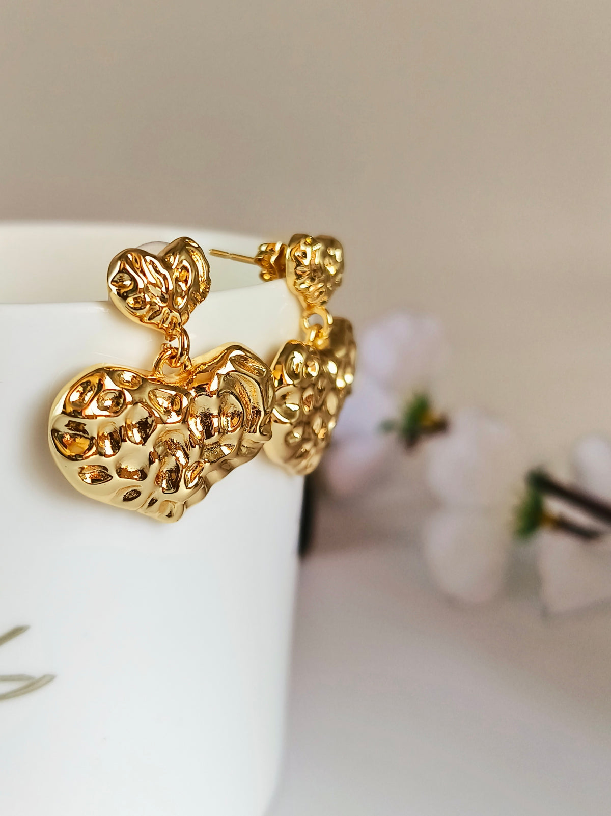 Heart Golden Stud Earrings | Sarichka