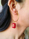 Gold Plated Western Hoop Earrings with Colorful Beads | Sarichka