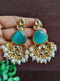 Monalisa Stone and White Polki Gold Plated Earring | Sarichka