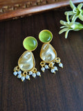 Gold Plated Earring with Pearl and Monalisa Stone | Sarichka