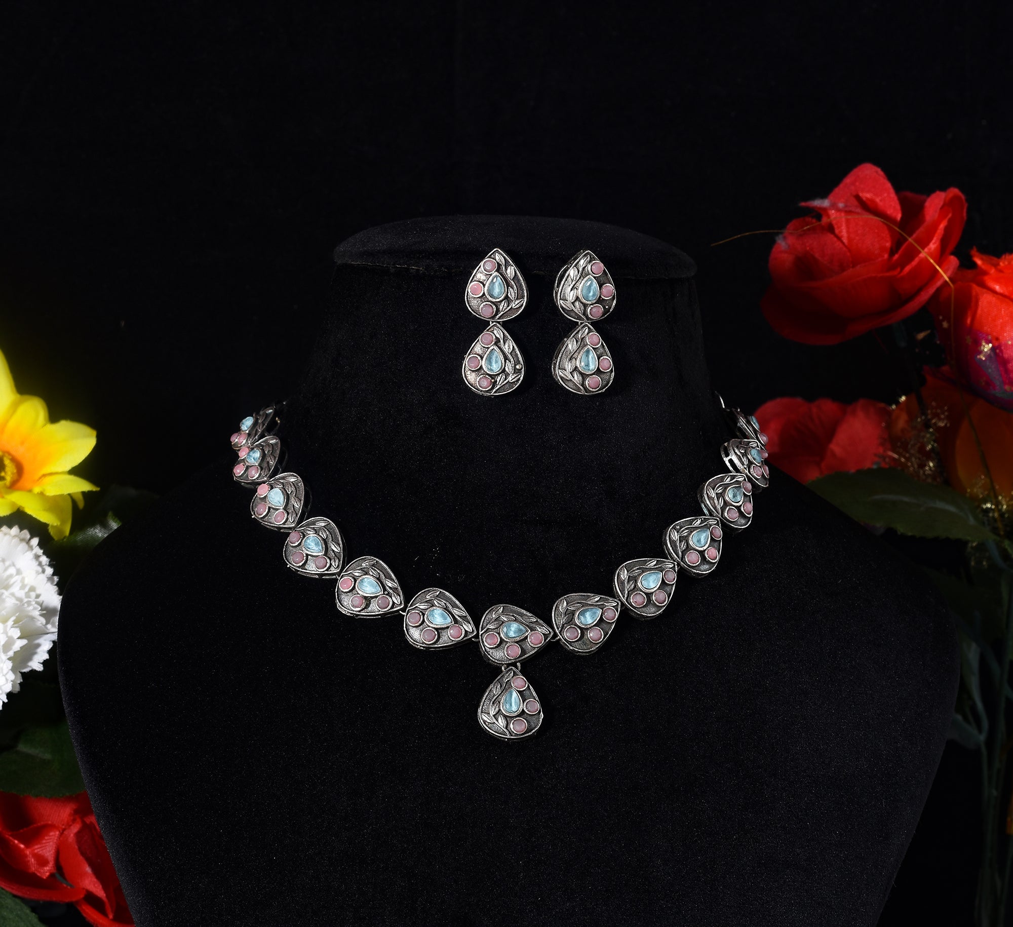 oxidised partywear necklace set 