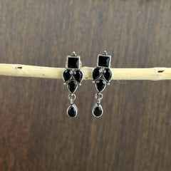 Oxidized Silver Plated Stone Studded Earrings