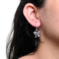 Oxidized 925 Silver Plated Daily Wear Hook Earrings - Sarichka Fashion