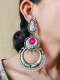 Party wear Oxidised big size dangler with pearls | Sarichka