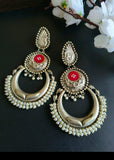 Party wear Oxidised big size dangler with pearls | Sarichka