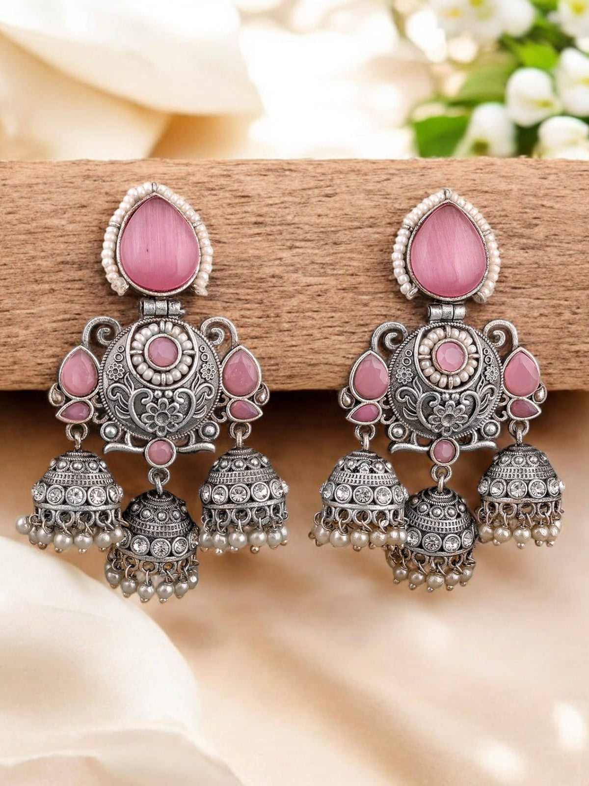 Shop Timeless Oxidized Jhumka with Stones for Special Occasions | Sarichka