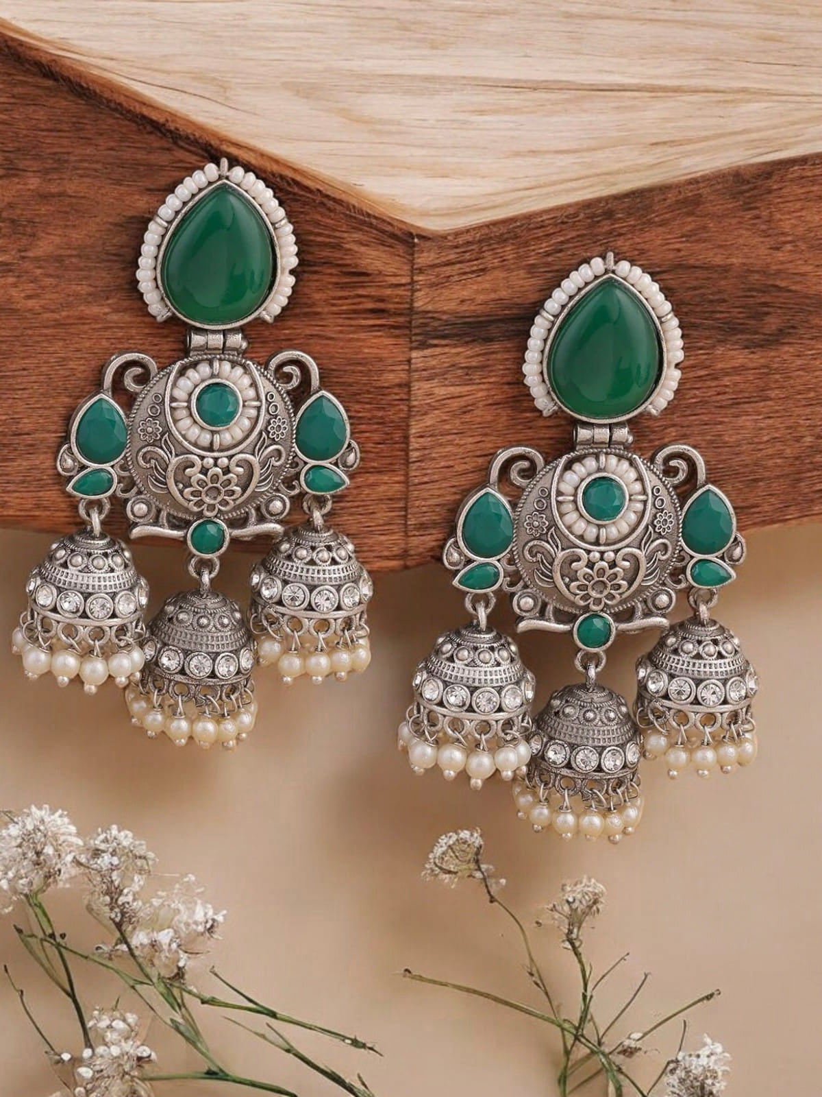 Shop Timeless Oxidized Jhumka with Stones for Special Occasions | Sarichka