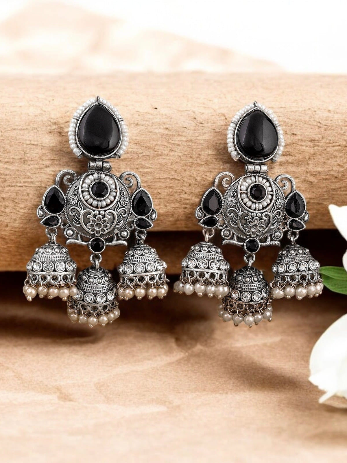 Shop Timeless Oxidized Jhumka with Stones for Special Occasions | Sarichka