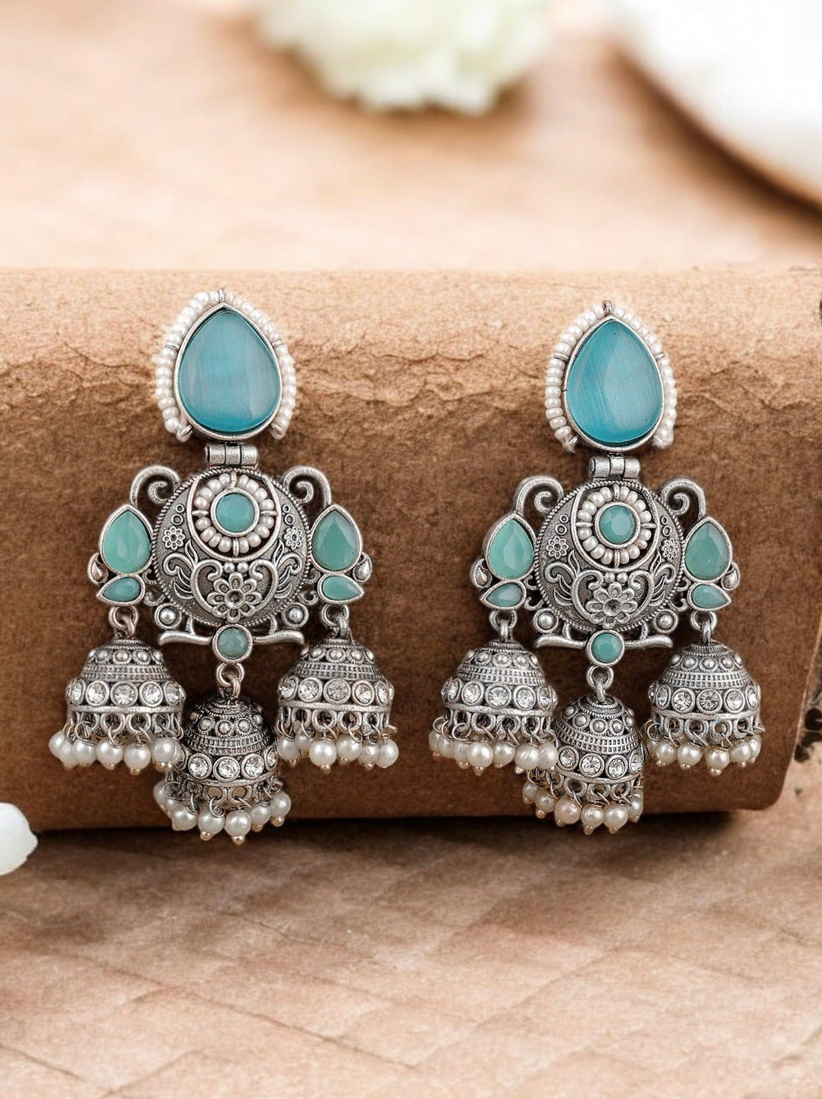 Shop Timeless Oxidized Jhumka with Stones for Special Occasions | Sarichka