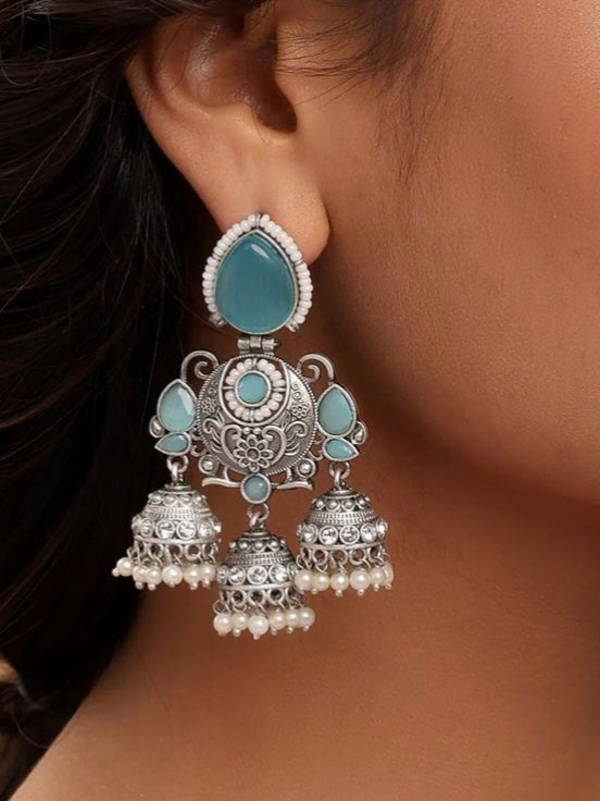 Shop Timeless Oxidized Jhumka with Stones for Special Occasions | Sarichka