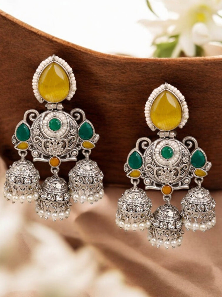 Shop Timeless Oxidized Jhumka with Stones for Special Occasions | Sarichka