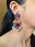 Two-Tone Nandi Dangler Earrings with Monalisa & Pearl Drops | Sarichka