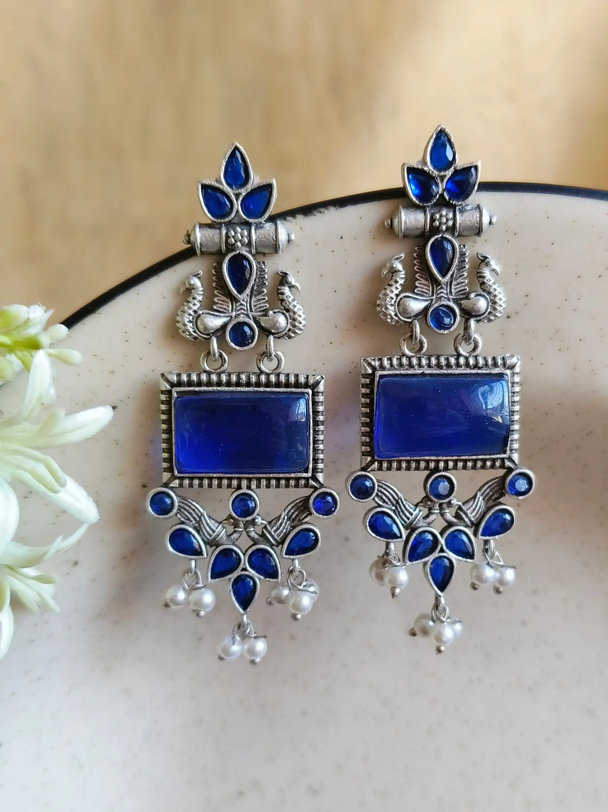 Silver Look-Alike Dangler Earrings for Elegant Ethnic Wear | Sarichka