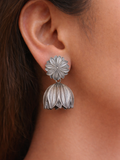 Floral  Oxidized Lotus Jhumka Earrings | Sarichka Fashion