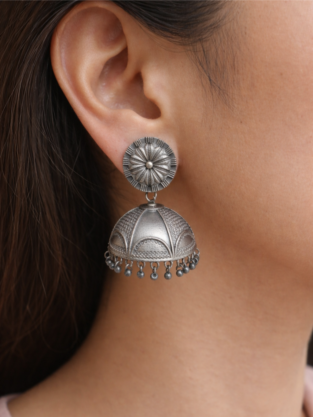 Trendy Silver Replica Jhumka Earrings | Sarichka