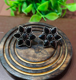 Oxidised Stone Stud Earrings 5x7 | Sarichka