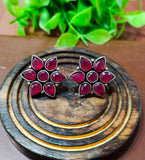 Oxidised Stone Stud Earrings 5x7 | Sarichka