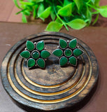 Oxidised Stone Stud Earrings 5x7 | Sarichka