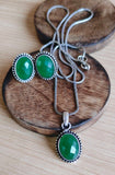 Green Onyx Oxidized chain Pendant Set | Sarichka