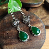Silver Plated Monalisa Gemstone Hook Earrings