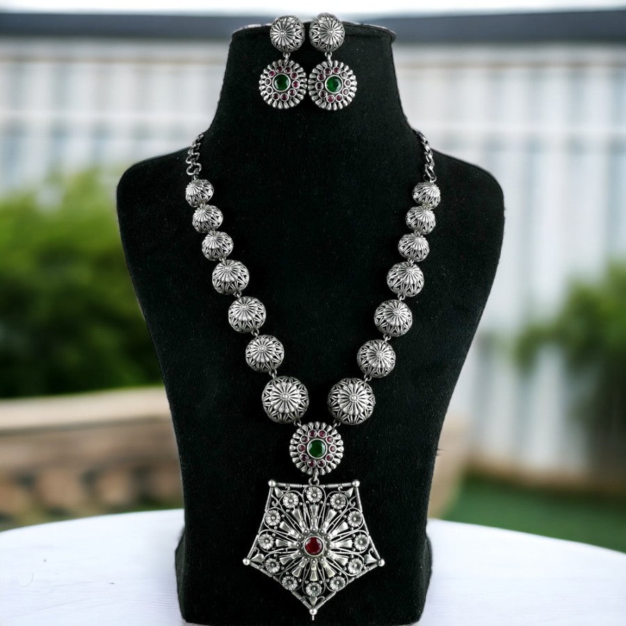 Elegant Silver Look Festive Long Necklace | Sarichka Fashion
