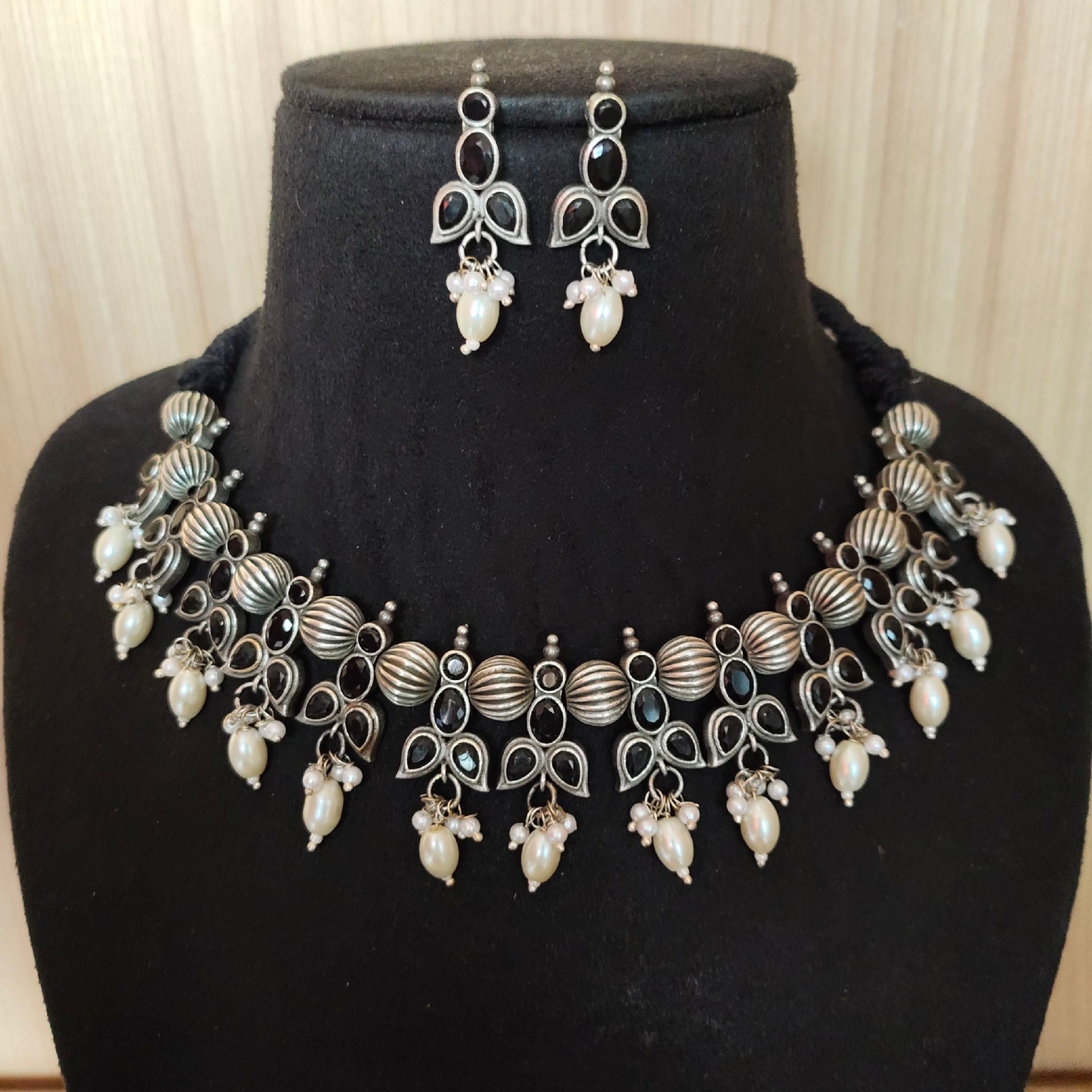 Oxidised Motif Necklace for Navratri Glam | Sarichka Fashion