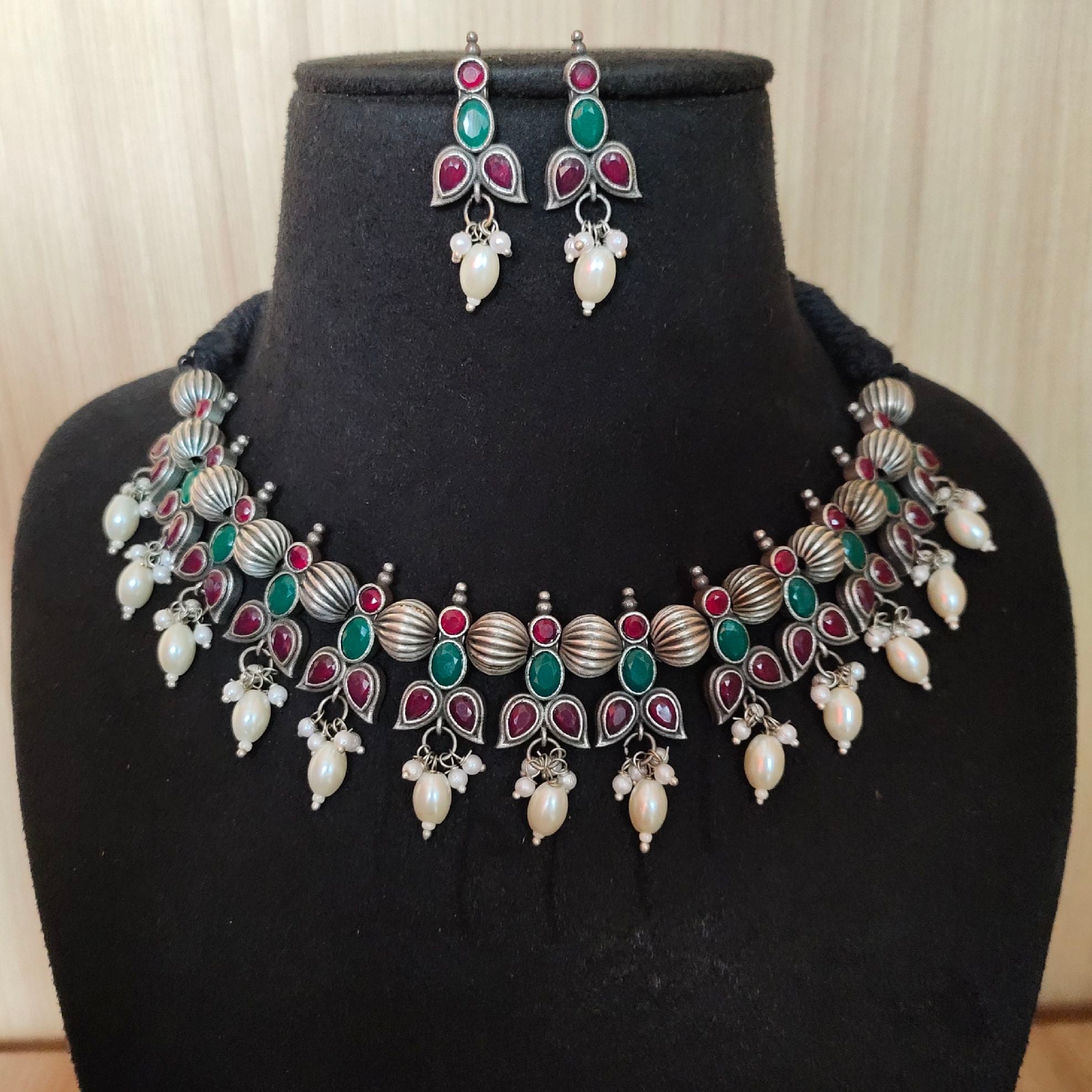 Oxidised Motif Necklace for Navratri Glam | Sarichka Fashion
