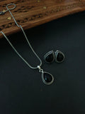 Silver Plated Teardrop Stone chain pendant Set