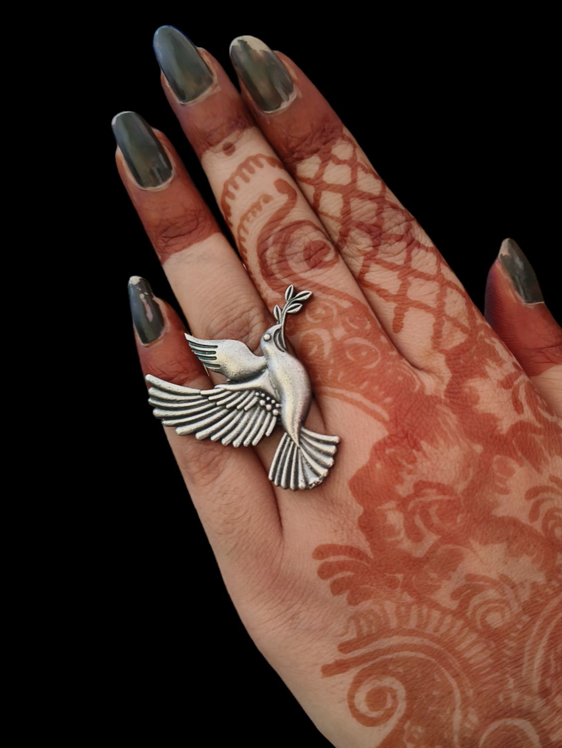 Majestic Silver Look Alike Eagle Adjustable Ring | Sarichka Fashion