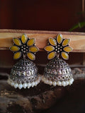 Oxidised German Silver Party Wear Pearl Jhumkas for Elegant Look | Sarichka