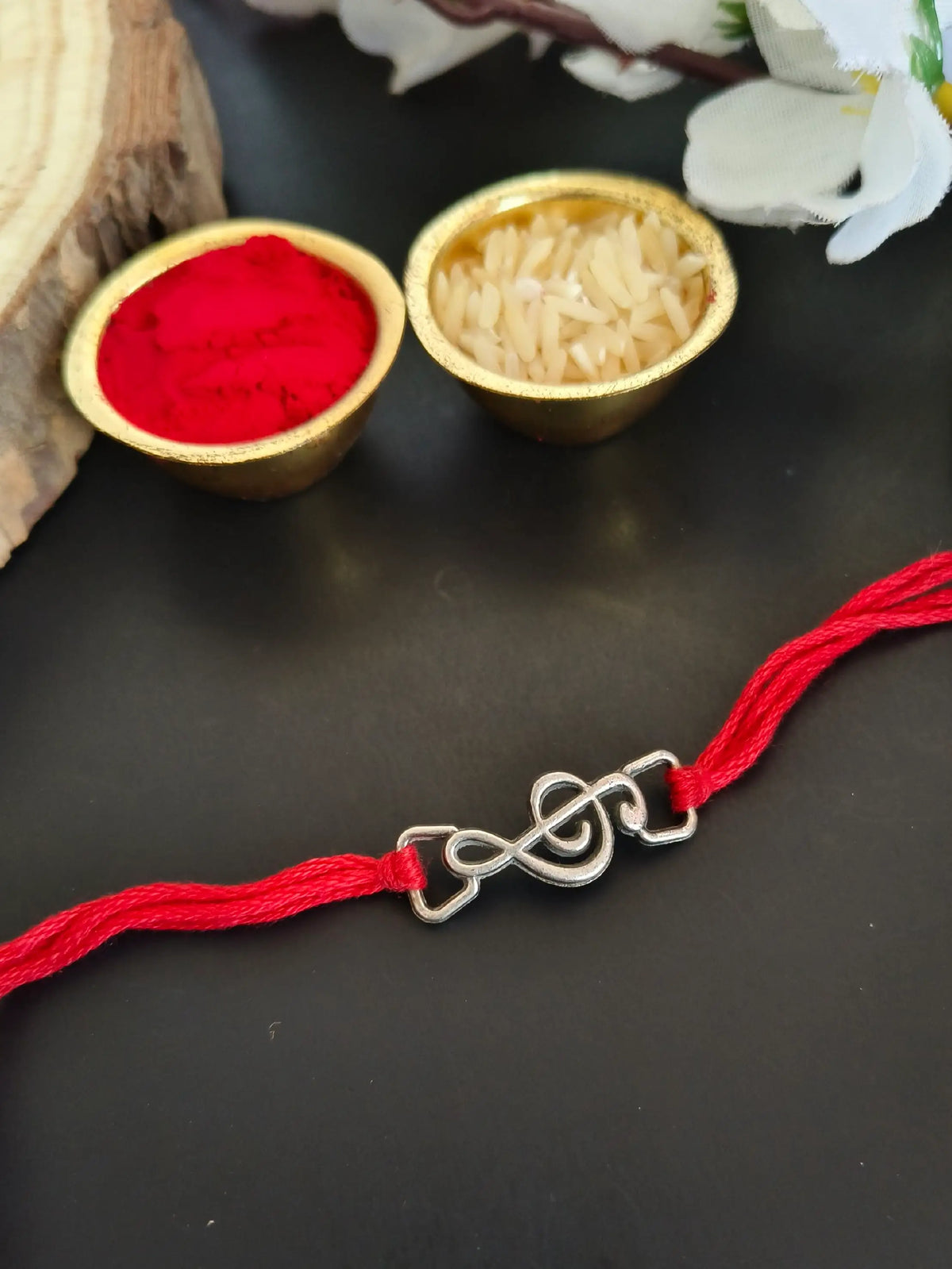 Silver-Toned Infinity Heart Rakhi Thread | Sarichka Fashion