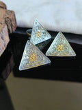 Triangular Oxidized Studs with Rings | Sarichka