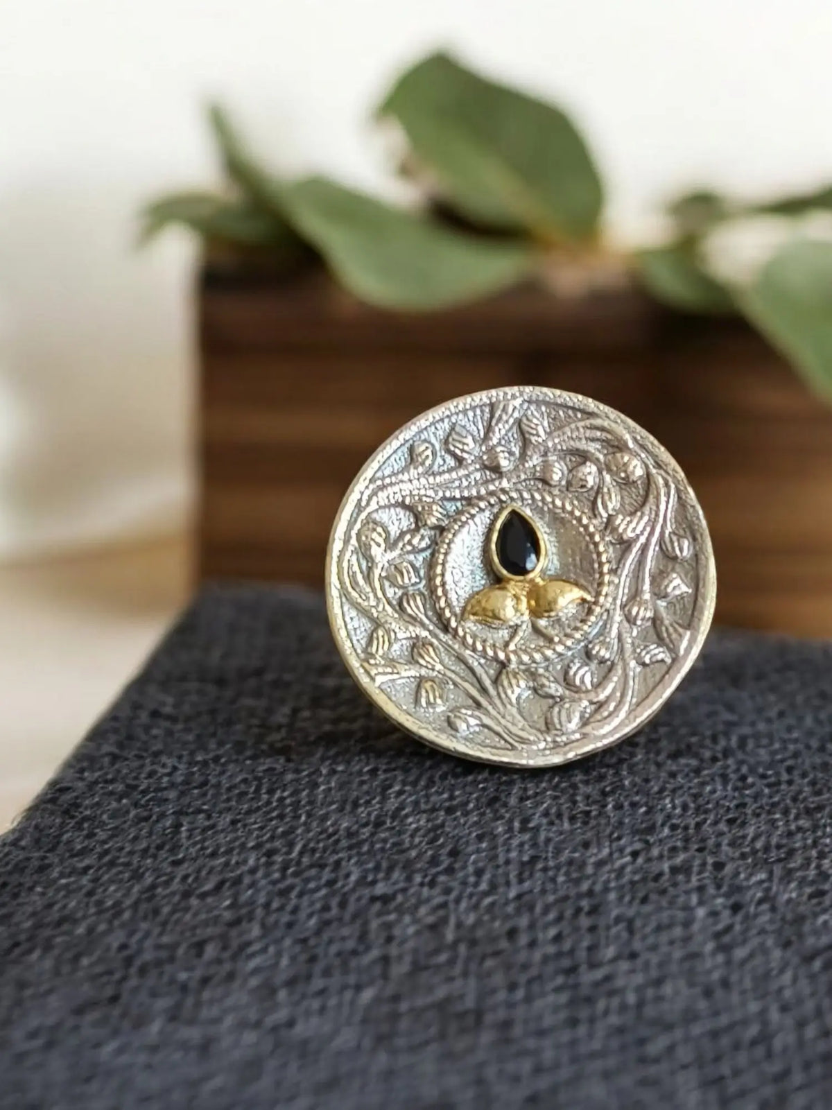 Coin Oxidised Ring | Sarichka